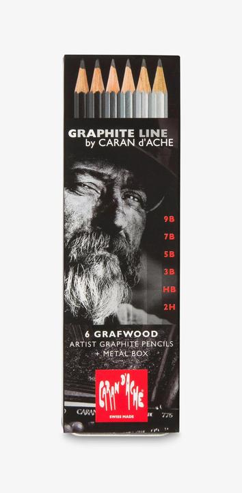 Actual product image Caran d'Ache Graphite Line Grafwood Metallschachtel (3.60 mm, 2H, HB, 5B, 3B, 9B, 7B, 6 x)