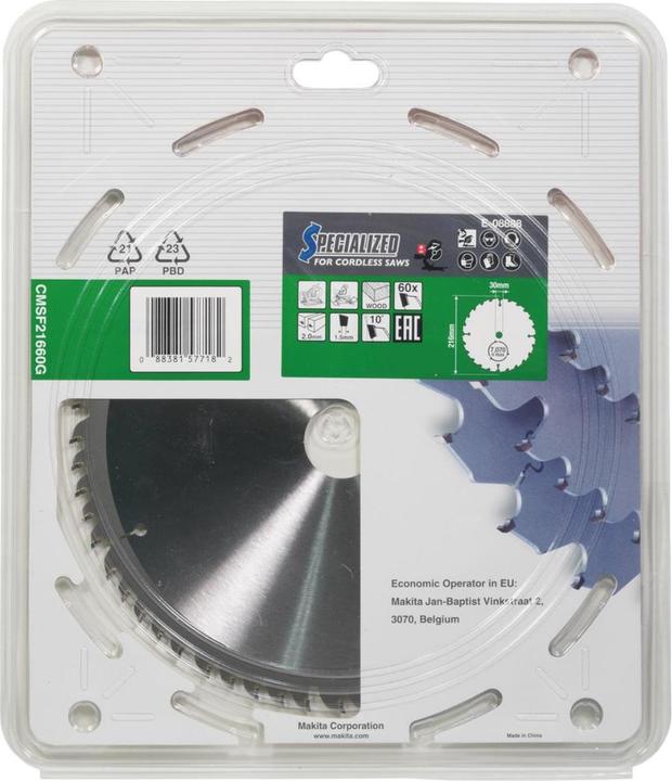 Actual product image Makita E-08888 TCT saw 216X30X2.0MM, Z-60 EFFICUT