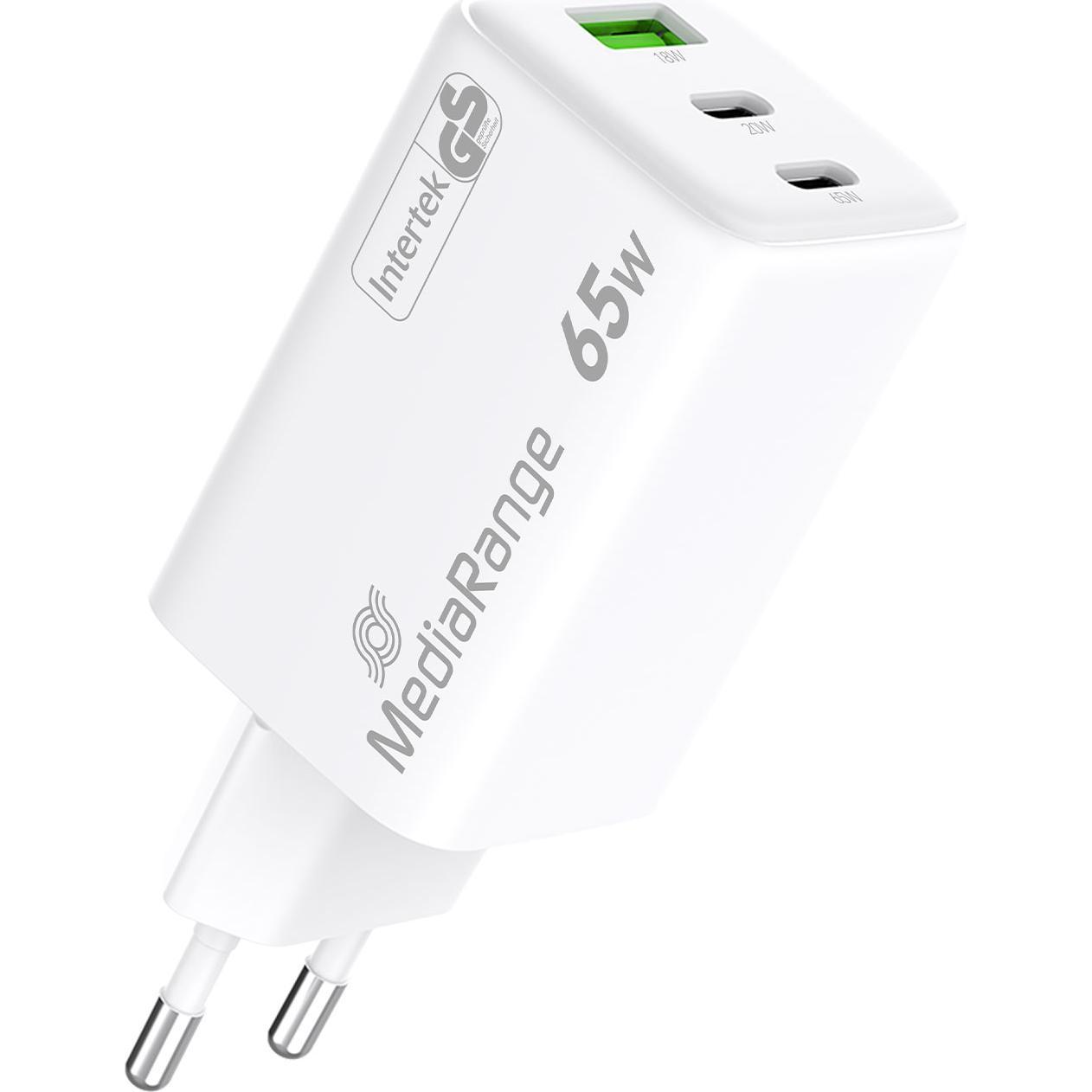 Thumbnail - MediaRange Steckdosenladegerät (65 W), USB Ladegerät, Weiss