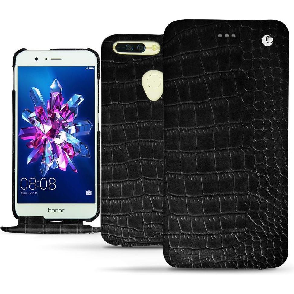 Noreve Lederschutzhülle vertikal (Honor 8 Pro), Smartphone Hülle, Schwarz