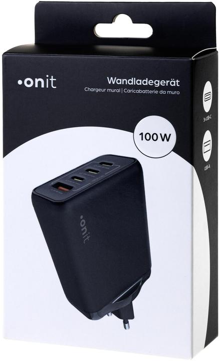 Produktbild Onit USB-Wandladegerät Quad 3C1A 100 W GaN Schwarz (100 W, 4 Ports)