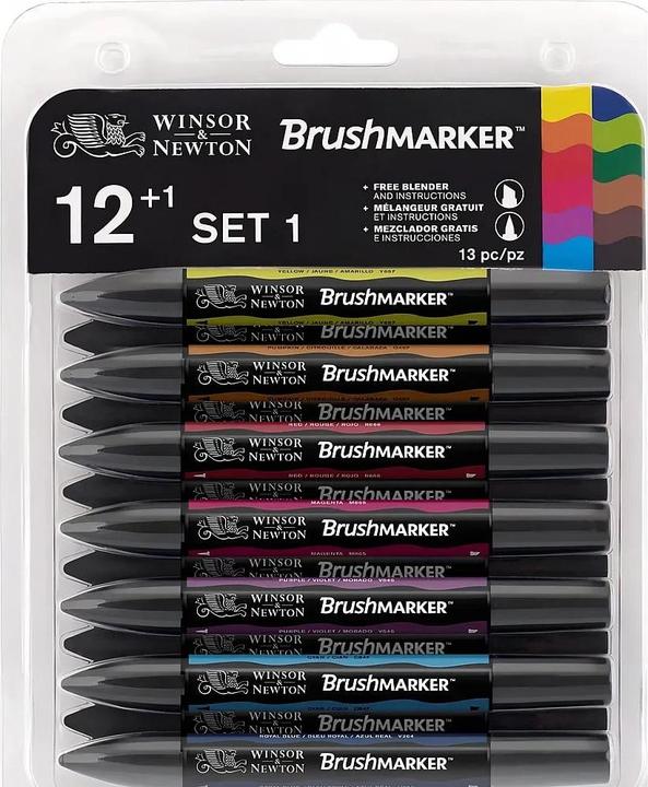 Winsor & Newton Brush marker 12+1 vivid shades (12x)