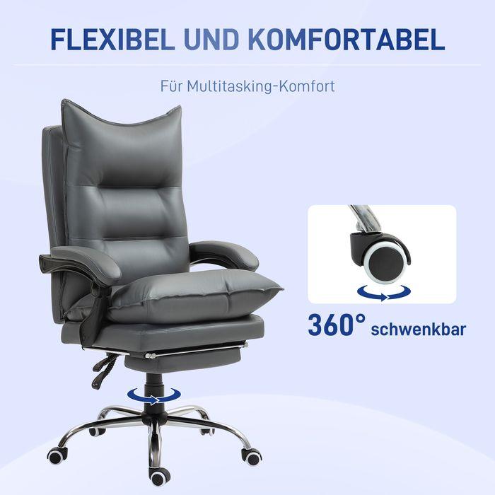 Actual product image Swisshandel24 Bürostuhl mit Liegefunktion, ergonomisch Schreibtischstuhl Drehstuhl Dunkelgrau