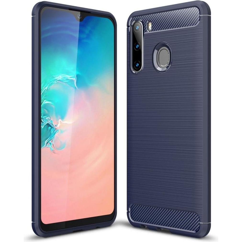 Thumbnail - König Design Hülle Handy Schutz für Samsung Galaxy A21 Case Cover Bumper Carbon Optik Blau (Samsung Galaxy A21), Smartph...