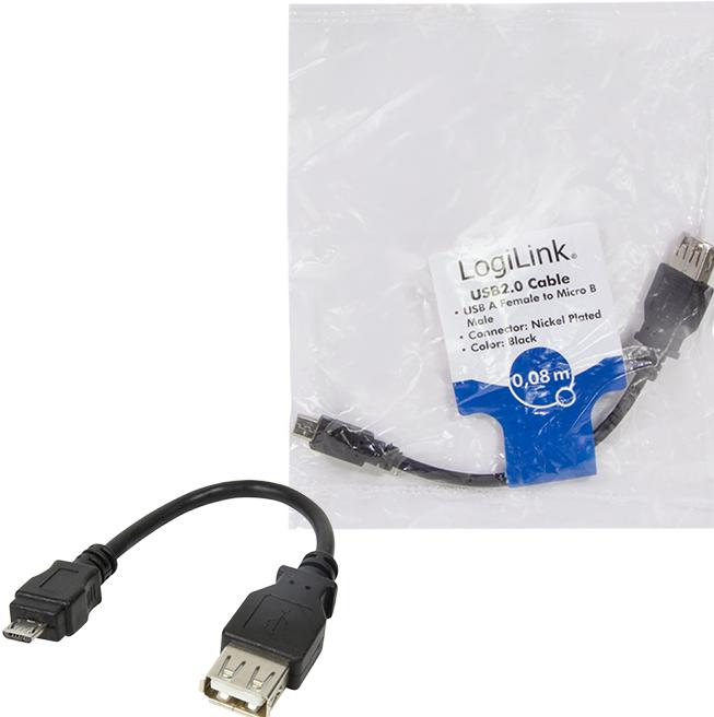 Actual product image LogiLink USB A – Micro USB B (0.08 m, USB 2.0)