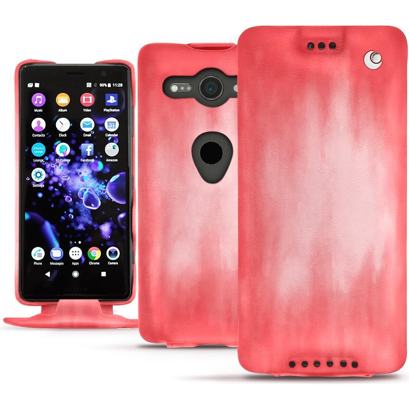 Noreve Lederschutzhülle vertikal (Sony Xperia XZ2 Compact), Smartphone Hülle, Rosa