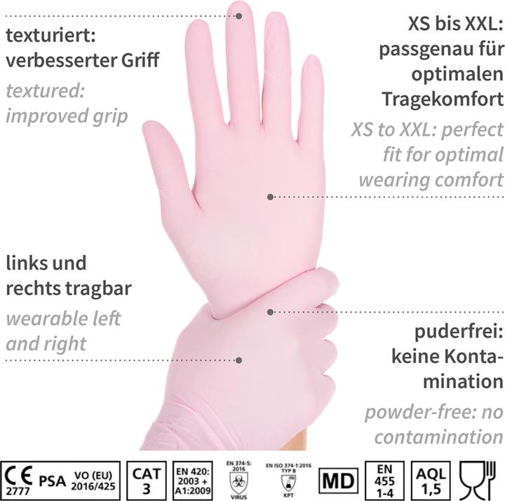 Produktbild Hygostar Nitrilhandschuhe SL Rosa M (M)