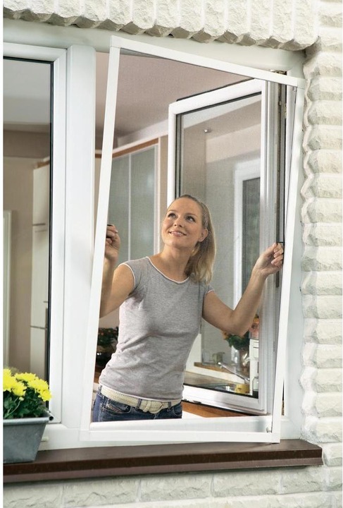 Immagine prodotto tesa Zanzariera Alu COMFORT per finestre, con telaio in alluminio, senza foratura (120 x 150 cm)