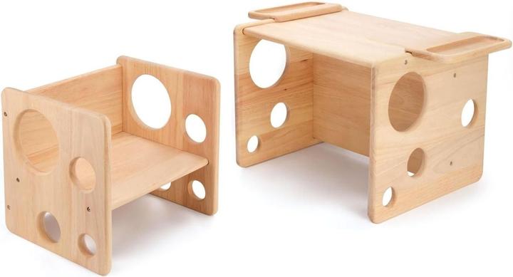 Hermex Ensemble table et chaise en bois pour enfants Meubles pour enfants Tabouret (Chaise haute, Table des enfants)