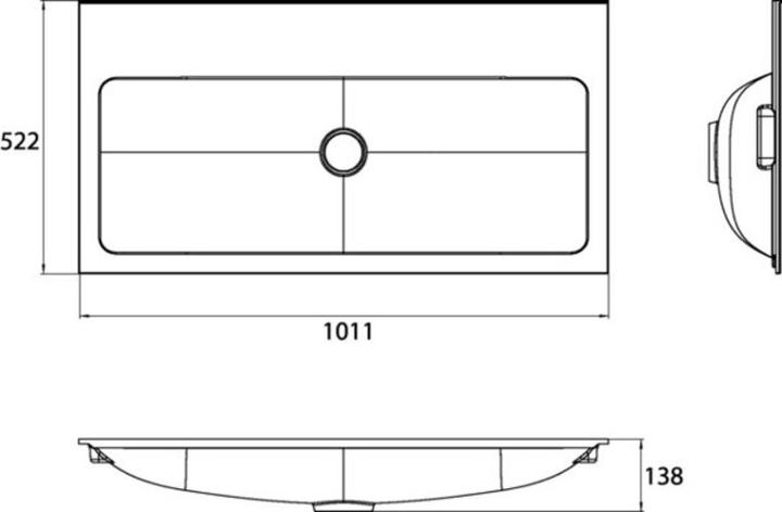 Actual product image Emco Evo 1000 washbasin, 1011x522mm, without overflow, for Evo 1000 vanity unit, 95771143 (522 mm, 1011 mm)