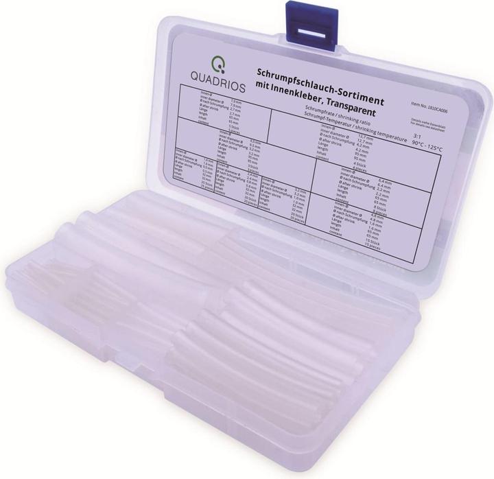 Actual product image Quadrios Heat shrink tubing set, 1810CA006, 3:1, Transparent, PE, with internal adhesive (100x)