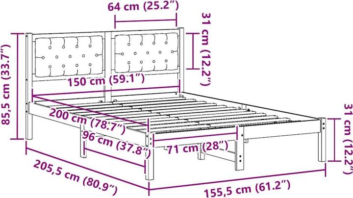 Actual product image vidaXL Bettgestell (150 x 200 cm)