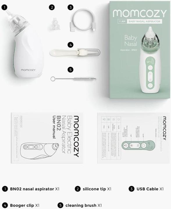 Immagine prodotto Momcozy Aspiratore nasale per bambini - Batteria di lunga durata