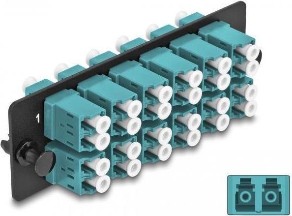 Produktbild Delock LWL Adapter Panel LC Duplex OM4 12 Port aqua (S/FTP, CAT8.1, 0.11 m)