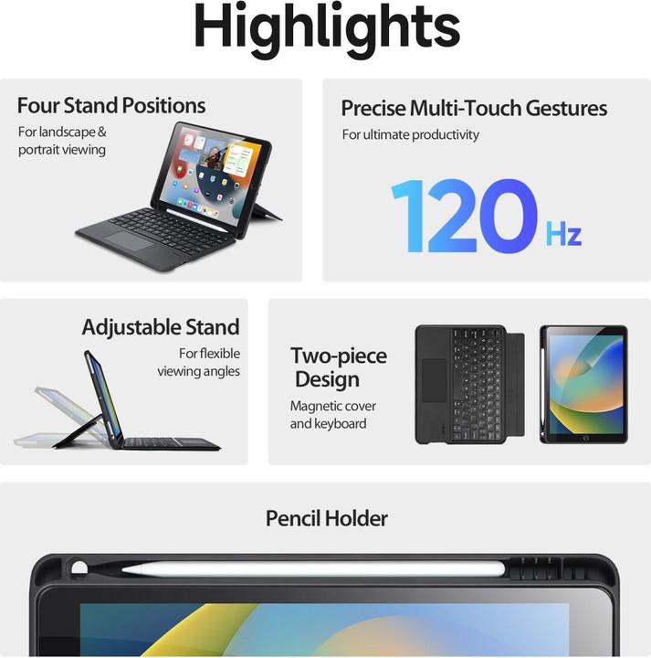 Produktbild Dux Ducis DK Tastatur (CH, iPad Pro 10.5 2017 (1. Gen), iPad 8, iPad Air 2019 (3. Gen), IPad 9, iPad 7)