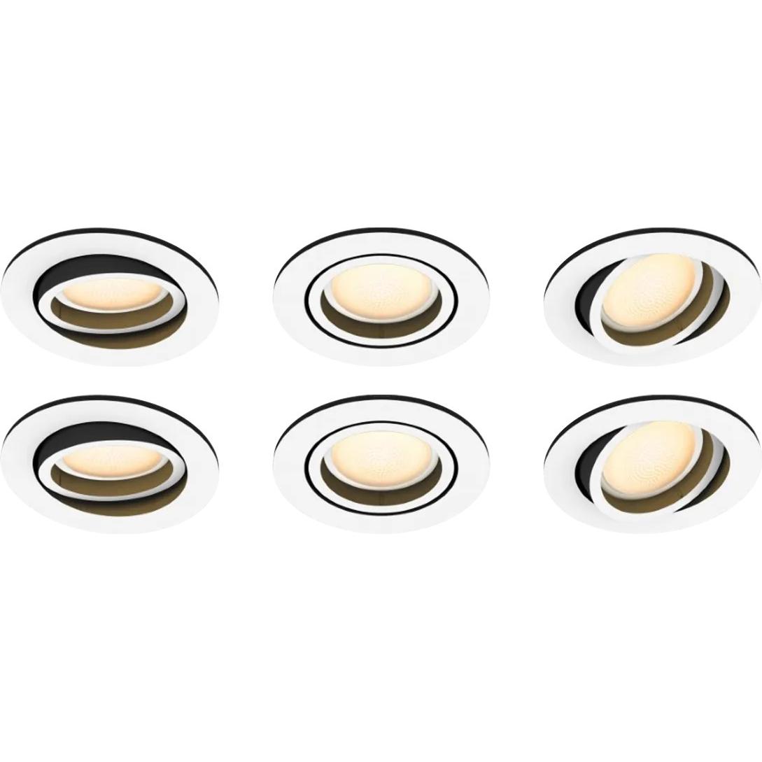 Philips, Applique + Plafoniera, Hue Milliskin inbouwspot White Ambiance - rond - Wit - 6-pack