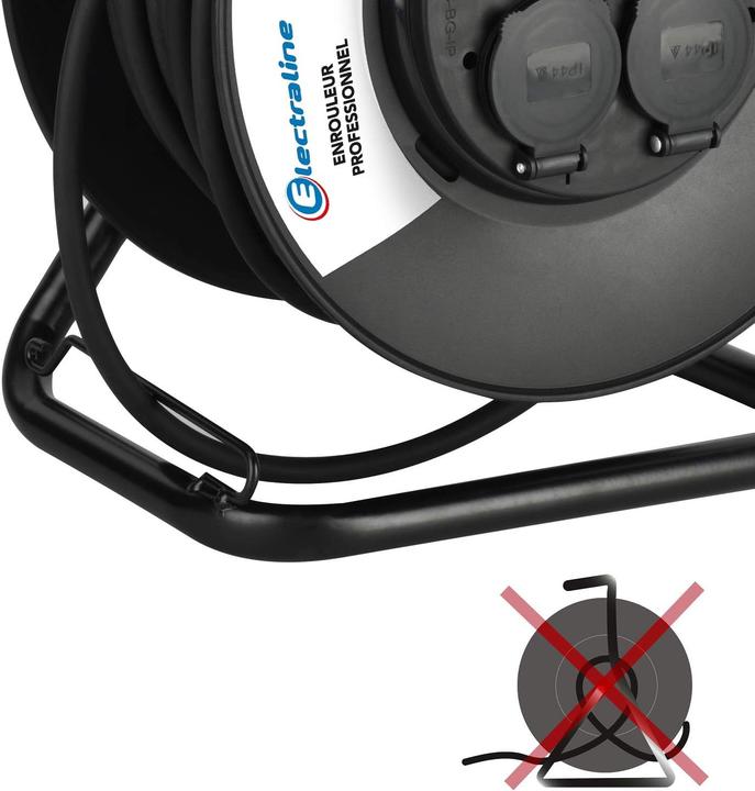 Actual product image Electraline Professional Cable Reel with 4 IP44 Outlets, Cable Guide, and Ergonomic Handle (40 m)
