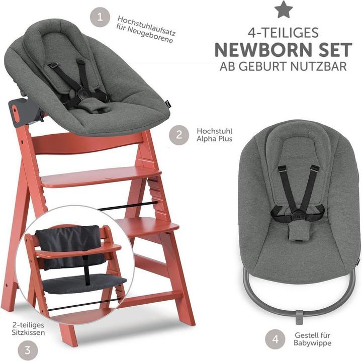 Actual product image Hauck Hochstühle Alpha Plus Cork 4-tlg. Newborn Set - Hochstuhl (Highchair)