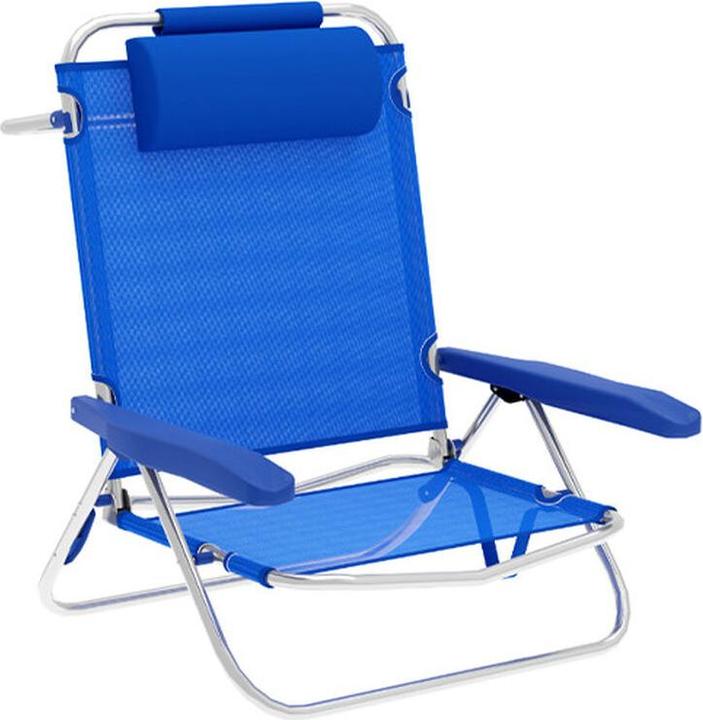 Produktbild Marbueno Klappstuhl 5 Positionen Aluminium mit Kissen Blau Strand und Pool 61X68X82 cm 10243