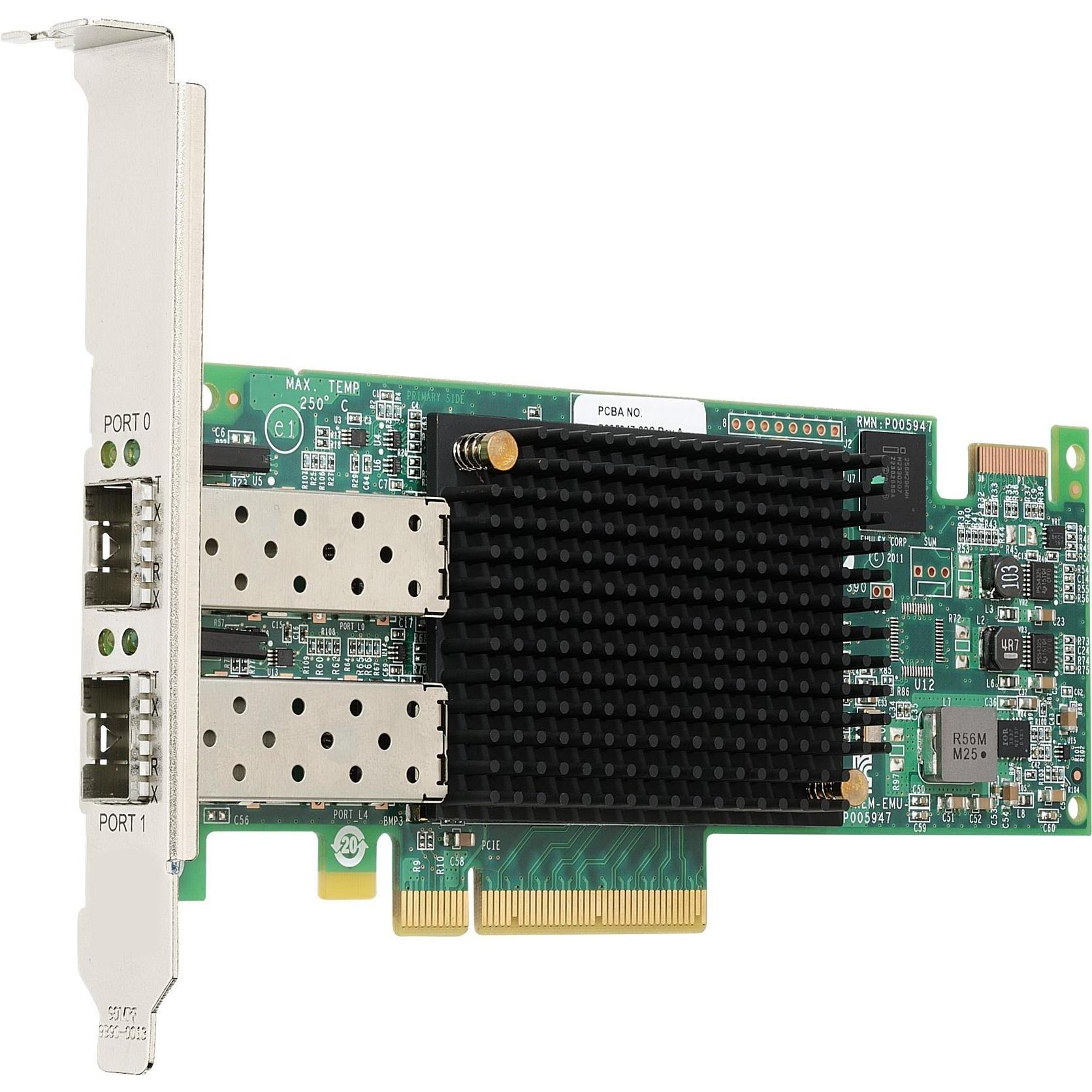 Thumbnail - Broadcom Emulex LightPulse 16Gb FC HBA Dual Port LPe16002B von Avago (PCI Express 3.0 x8), Netzwerkkarte, Grau