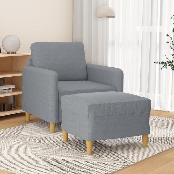 Produktbild vidaXL Sessel mit Hocker Hellgrau 60 cm Stoff,Farbe
