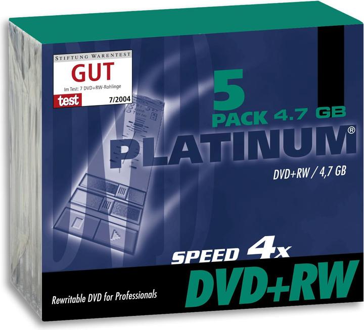 Productafbeelding Platinum DVD+RW 4.7GB, 5 stuks. (5 x)