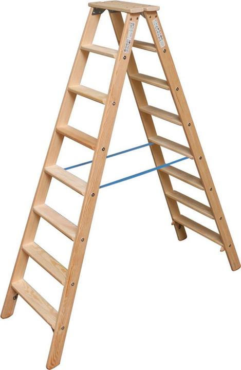 Actual product image Krause Double wooden stepladder 2x8 Working height: approx. 3.30m 13.2kg 81845 (Stepladder, 185 cm)