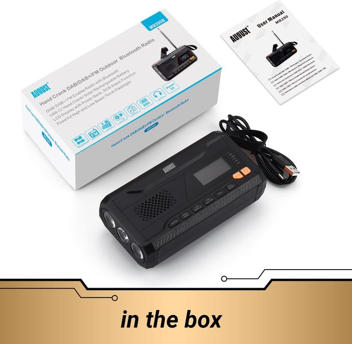 Actual product image August Kurbelradio MB290B (DAB+, FM, Bluetooth)