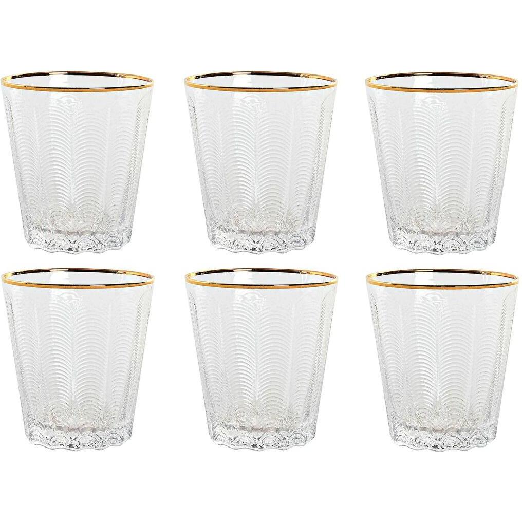 Esprit Gläserset Home Durchsichtig Gold Kristall Mit Relief 350 ml (6 Stück), Bicchieri