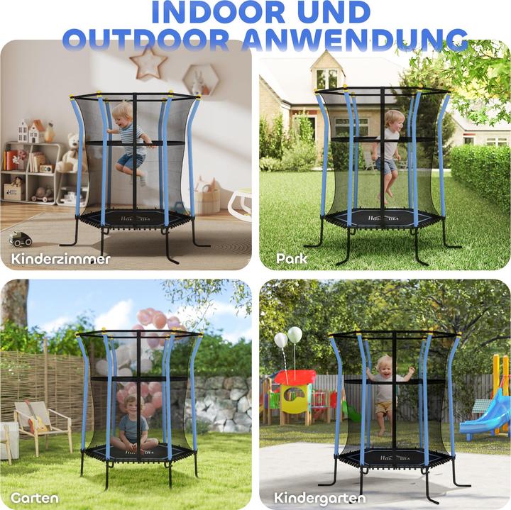 Image du produit Homcom Kindertrampolin Stahl, Kunststoff Blau (163.50 cm)