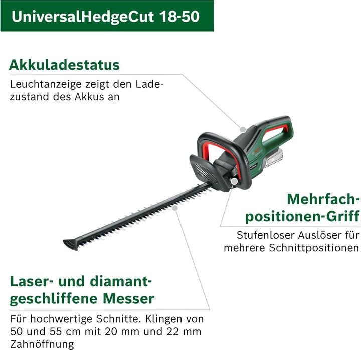 Productafbeelding Bosch Home & Garden UniversalHedgeCut 18-50 Kit (Oplaadbare batterij)