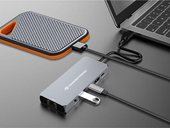 Actual product image Conceptronic Dock USB-C->HDMI,2.5GbE,USBC/3.0,100WPD0.18m gr (USB-C, 6 ports)