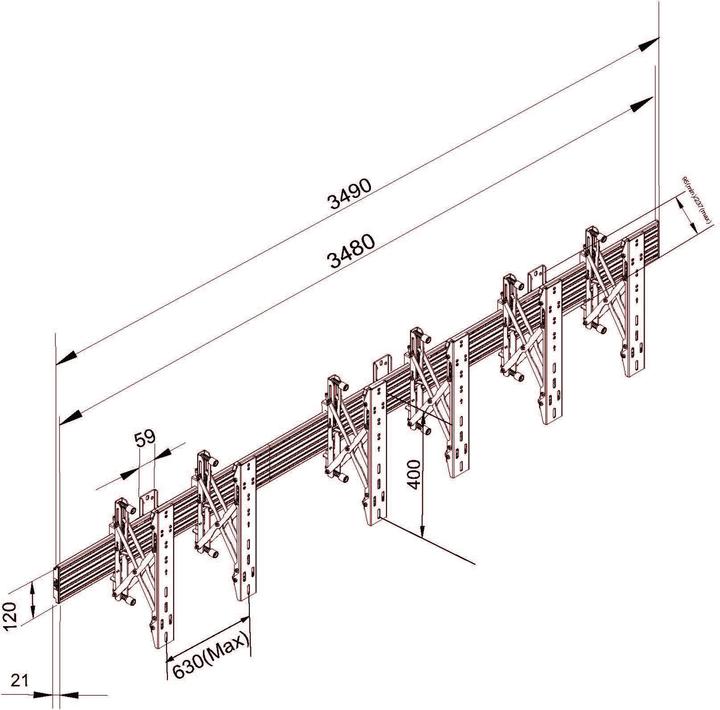 Actual product image Multibrackets Wall mount, 40"-65", black, max 3x30kg