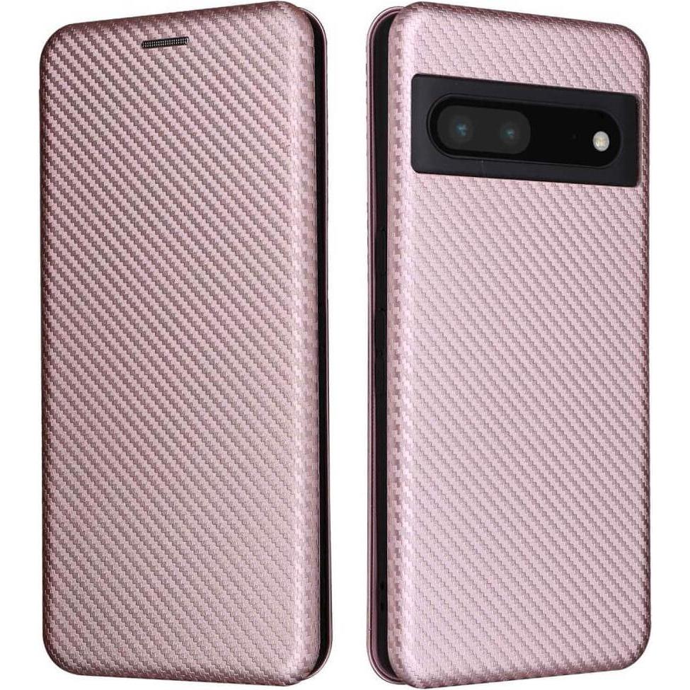 Cover-Discount Google Pixel 7 Pro - Carbon Look Flip Case rosa (Google Pixel 7 Pro), Smartphone Hülle, Rosa