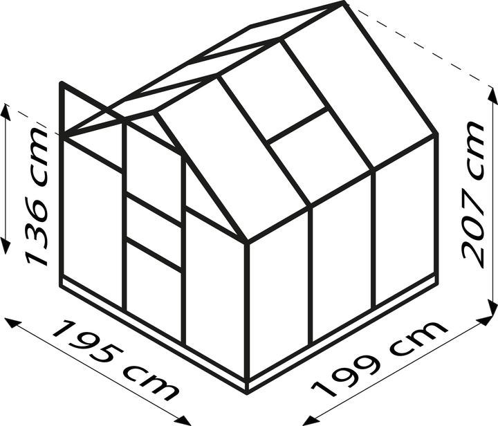 Produktbild Vitavia Gewächshaus Planet 3800 Einscheibensicherheitsglas 3 mm 195 x 195 cm alublank