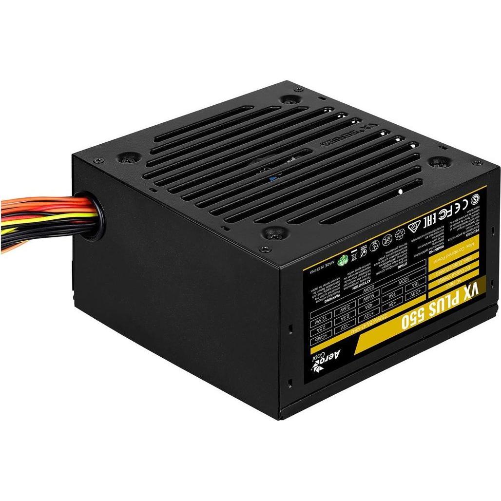AeroCool PGS VX-550PLUS AEROVX-550PLUS Netzteil (550 W, aktiv, 120 mm) (550 W), PC Netzteil, Schwarz