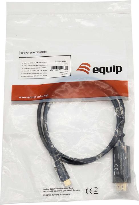 Actual product image equip HDMI - USB Type-C (1 m, HDMI, USB Type C)