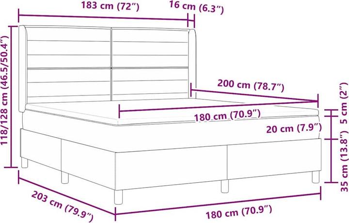 Produktbild vidaXL Boxspringbett (180 x 200 cm)