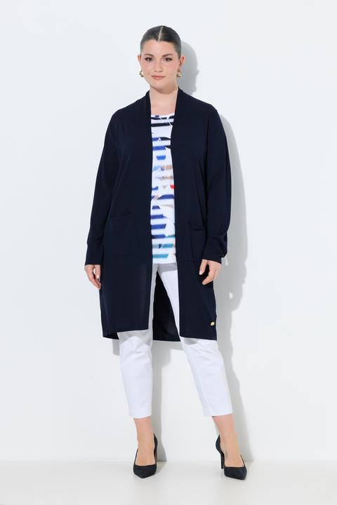 Produktbild Ulla Popken Long-Strickjacke, Stehkragen, offene Form (58, 60)