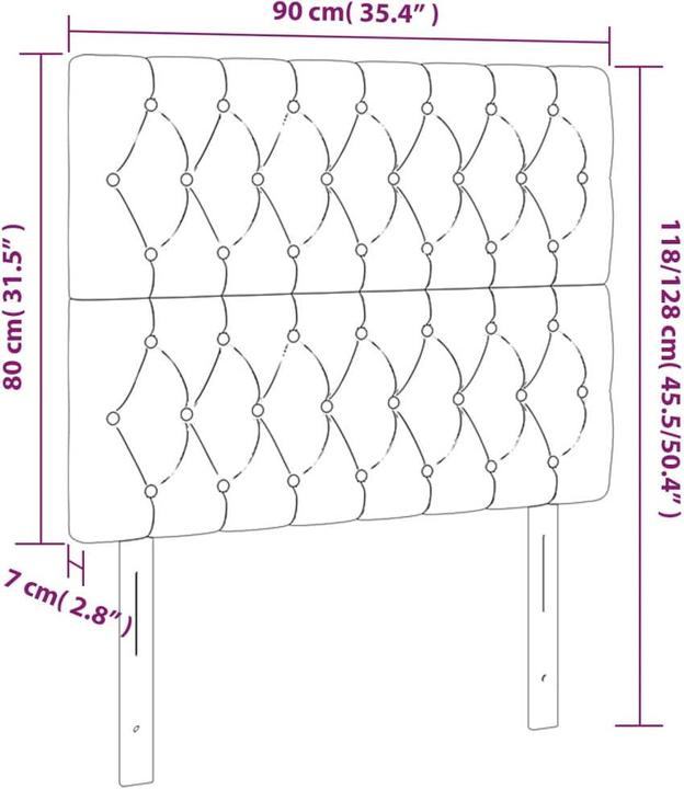 Produktbild vidaXL LED Kopfteil (90 x 7 x 128 cm)