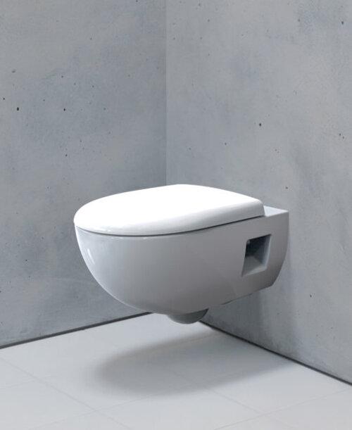 Image du produit Geberit Renova Compact, WC suspendu, rinçage profond, 500377, saillie réduite, sans rebord, forme