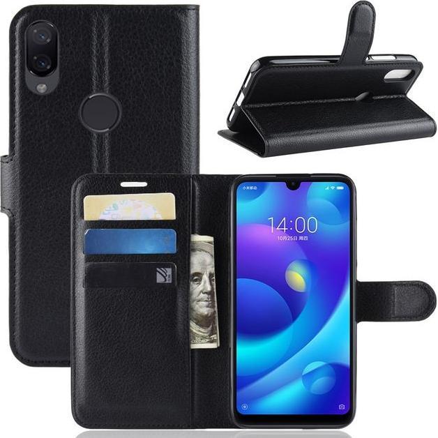 Thumbnail - MU Classic Litchi Leder Bookcover Series (Xiaomi Mi Play), Smartphone Hülle, Schwarz