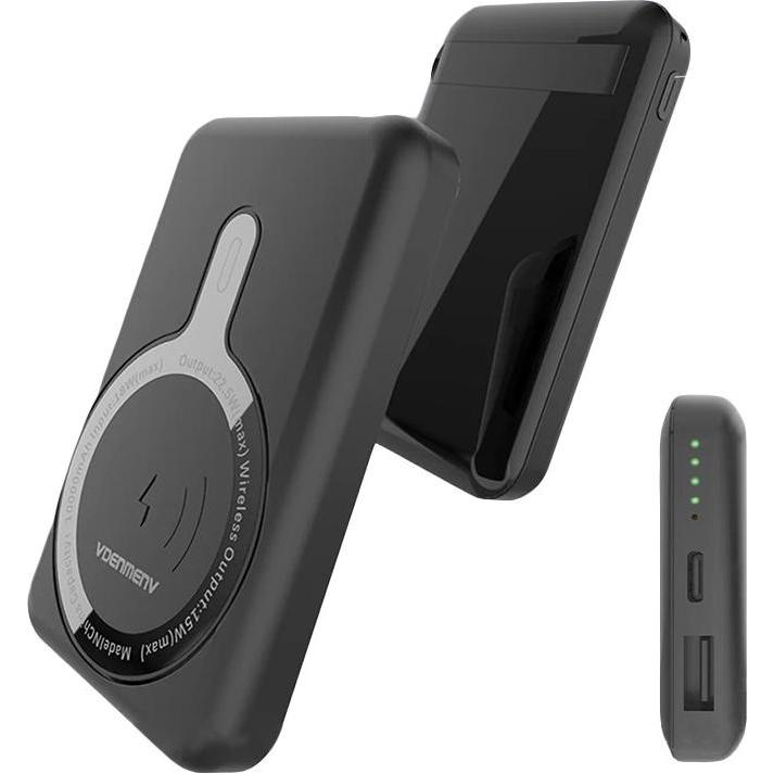 Denmen POWER BANK NOTFALLAKKU 10000mAh + 15W SCHWARZ MAGSAFE DP18 USC + TYP-C (10000 mAh), Powerbank, Nero