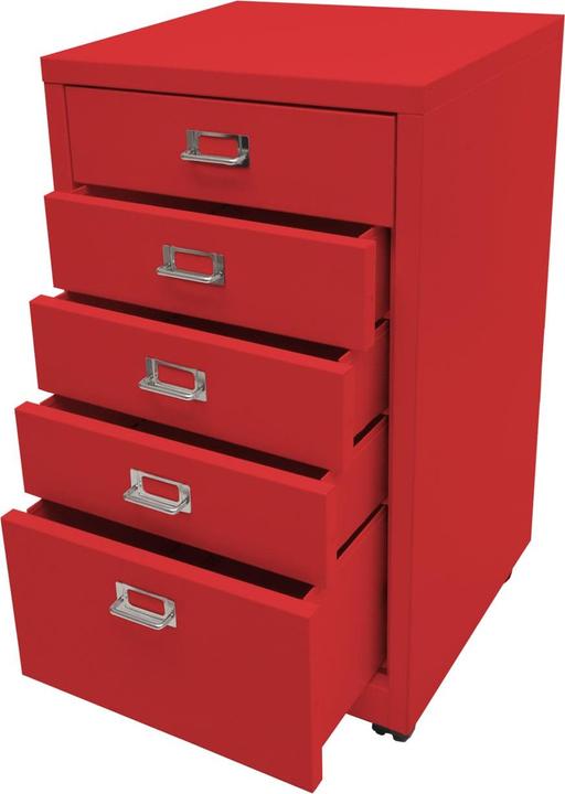Immagine prodotto Mendler Piedistallo mobile HWC-L49, metallo 75x40x41cm 5 cassetti, rosso
