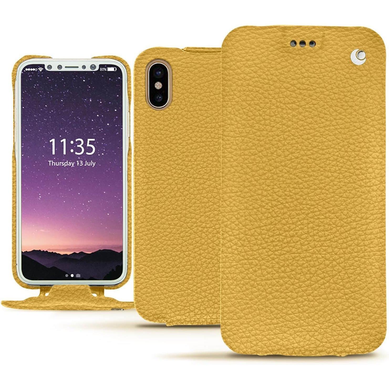 Noreve Lederschutzhülle vertikal (Apple iPhone X), Smartphone Hülle, Orange
