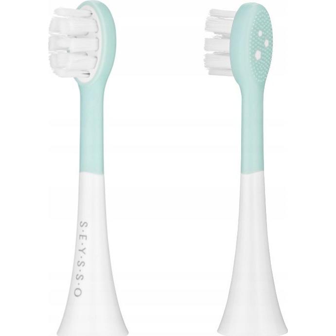 Seysso, Testine per spazzolino, Końcówka Kids Dinosaur biało-zielone 2 szt. (2x)