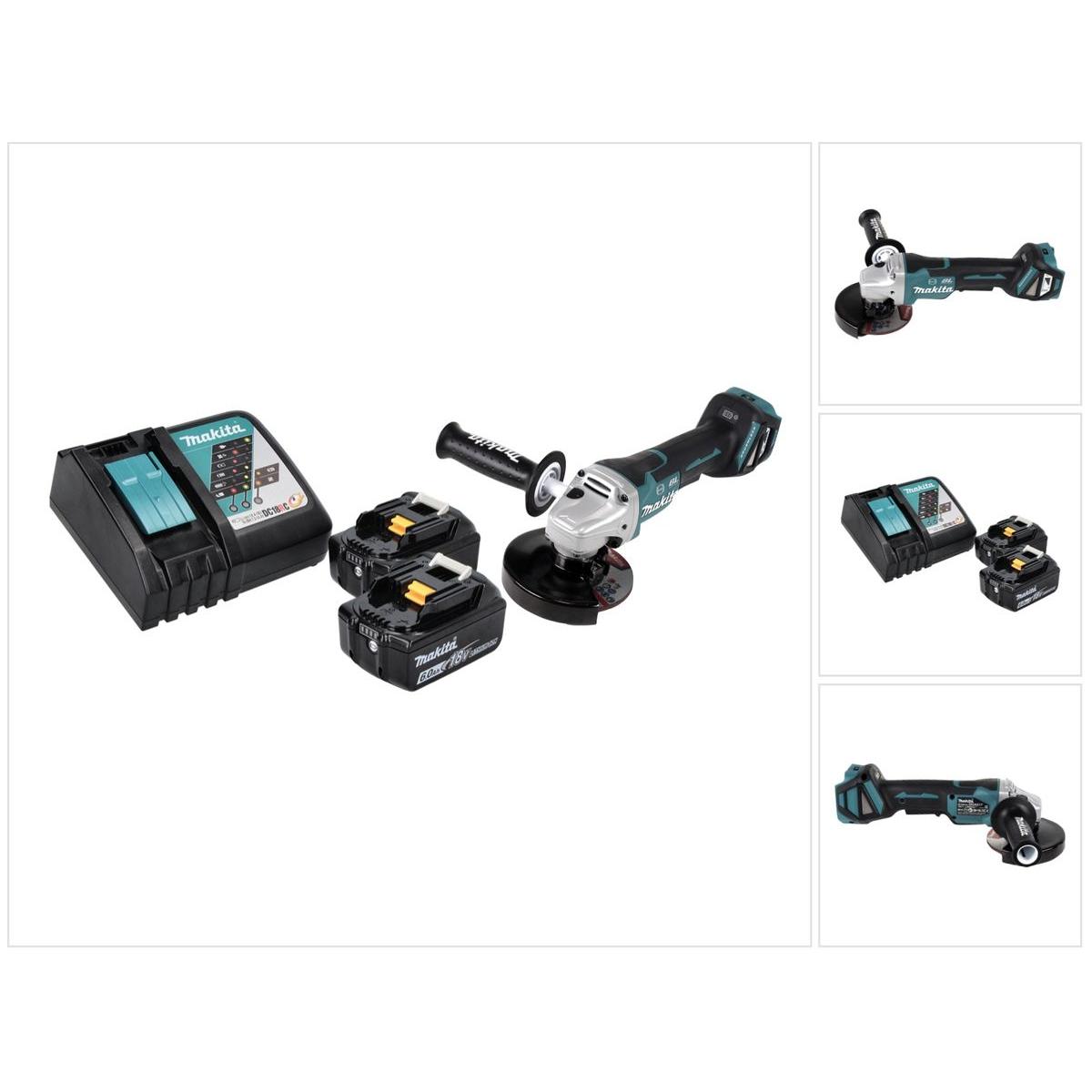 Makita, Winkelschleifer, DGA 517 RG Akku Winkelschleifer 18 V 125 mm Brushless + 2x Akku 6,0 Ah + Ladegerät (125 mm)