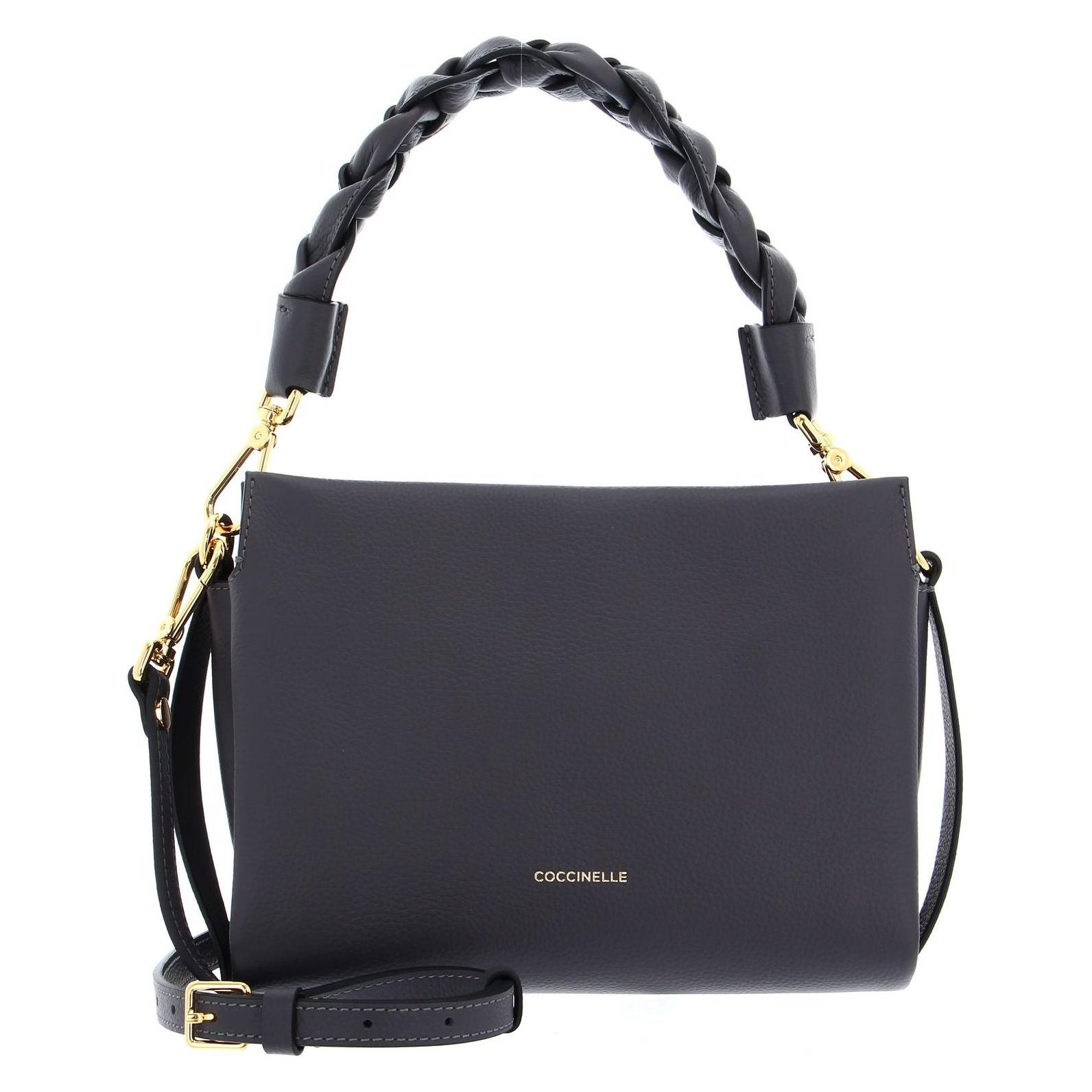 Coccinelle, Damen, Handtasche, Boheme Grana Double Crossbody Double Grainy Leather, Grau