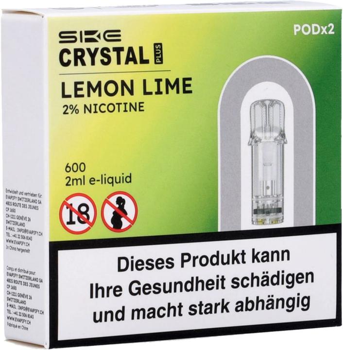 Immagine prodotto SKE Crystal Plus Lemon Lime - Ricarica E-pod - 2 pezzi. à 2 ml (Calce dolcissima, Limone)