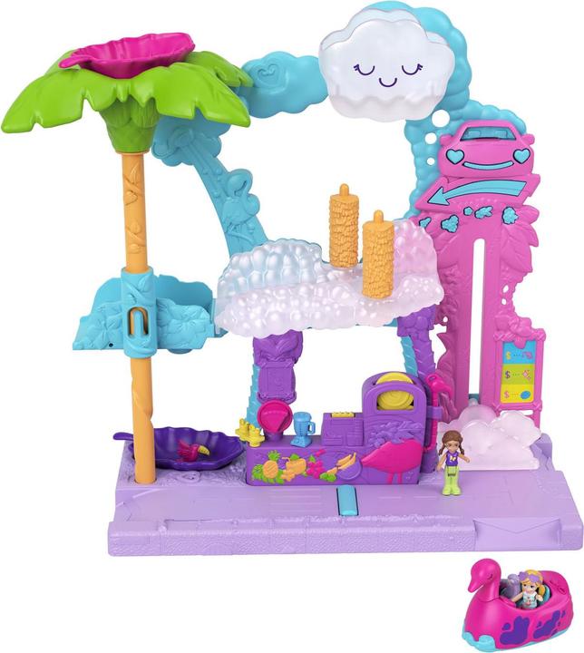 Actual product image Polly Pocket Pollyville flamingo fun car wash, 2 small dolls, for children 4 years and older